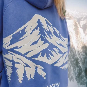 Mountain Oversized Lux Hoodie in Vintage Washed Blue | Fragment Clothing - View 2