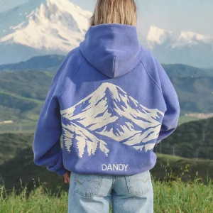 Mountain Oversized Lux Hoodie in Vintage Washed Blue | Fragment Clothing Streetwear