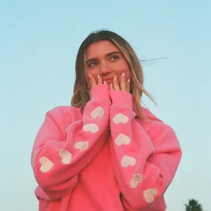 Heart on My Sleeve Oversized Lux Hoodie in Vintage Washed Pink | Fragment Clothing Streetwear