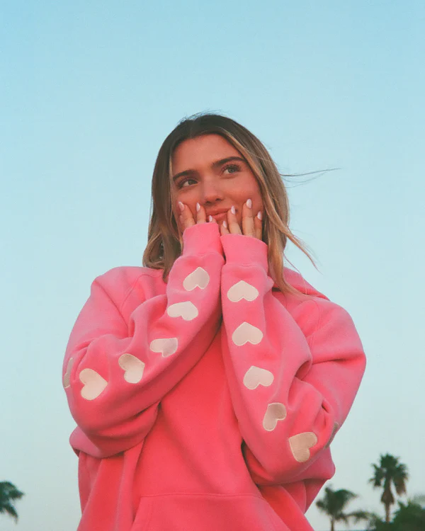 Heart on My Sleeve Oversized Lux Hoodie in Vintage Washed Pink Heart on My Sleeve Oversized Lux Hoodie in Vintage Washed Pink | Fragment Clothing Streetwear
