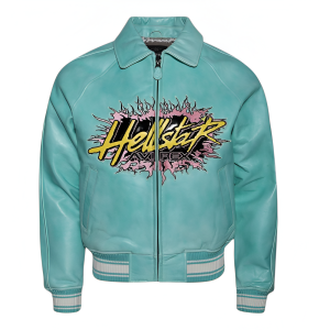 Hellstar Icon Leather Jacket 'aqua Blue' (1) | Fragment Clothing Streetwear