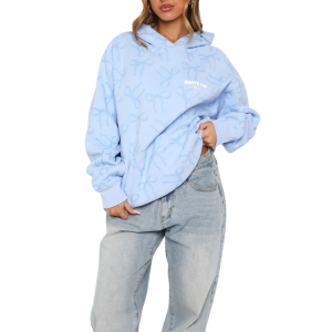 Vol. 1 Oversized Printed Hoodie in Blue Bow Cozy Relaxed Fit | Fragment Clothing - View 2
