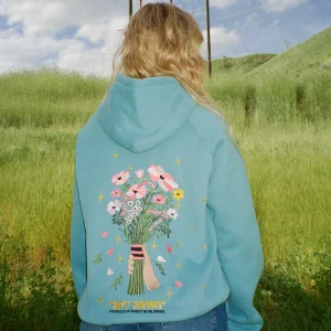 Gift Giving" Oversized Lux Hoodie in Blue | Fragment Clothing - View 2