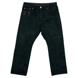 Chrome Hearts Black Leather Cross Pocket Patch Jeans Black | Fragment Clothing