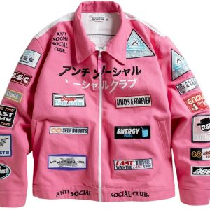 Anti Social Social Club Patched Up Racing Jacket Pink | Fragment Clothing Streetwear
