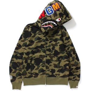 BAPE 1st Camo Shark Full Zip Hoodie Green (1) | Fragment Clothing Streetwear