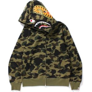 BAPE 1st Camo Shark Full Zip Hoodie Green (2) | Fragment Clothing Streetwear