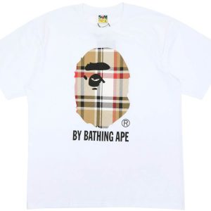 BAPE A Bathing Ape Check by Bathing TeeWhiteBeige (1) | Fragment Clothing