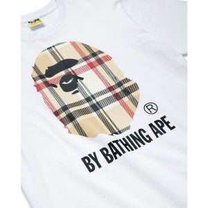 BAPE A Bathing Ape Check by Bathing Tee White/Beige | Fragment Clothing - View 2