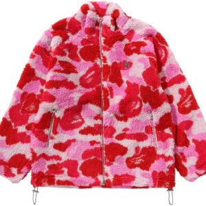 BAPE ABC Camo Metal One Point Boa Jacket Pink | Fragment Clothing Streetwear