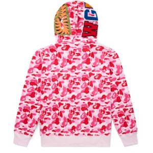 BAPE ABC Camo Shark Full Zip Hoodie Pink (1) | Fragment Clothing Streetwear