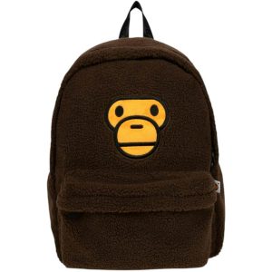 BAPE Baby Milo Sherpa Fur Medium Backpack Brown (1) | Fragment Clothing