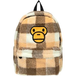 BAPE Baby Milo Sherpa Fur Medium Backpack Cracker Khaki (2) | Fragment Clothing