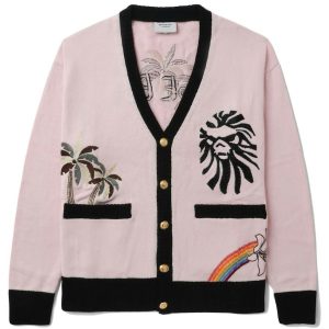 BAPE Black Ape Head Embroidery Cardigan Pink (1) | Fragment Clothing