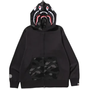 BAPE Color Camo Shark Full Zip Double Hoodie Black | Fragment Clothing Streetwear