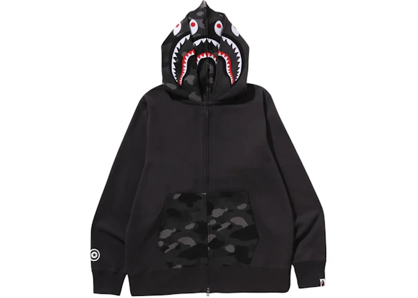 BAPE Color Camo Shark Full Zip Double Hoodie Black BAPE Color Camo Shark Full Zip Double Hoodie Black | Fragment Clothing Streetwear