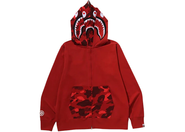 BAPE Color Camo Shark Full Zip Double Hoodie Red BAPE Color Camo Shark Full Zip Double Hoodie Red | Fragment Clothing Streetwear