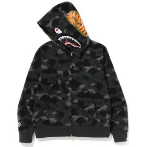 BAPE Color Camo Shark Full Zip Hoodie Black (2) | Fragment Clothing Streetwear