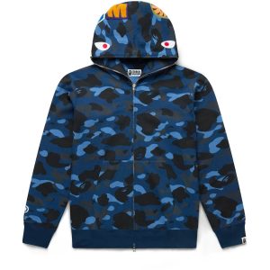 BAPE Color Camo Shark Full Zip Hoodie Blue (1) | Fragment Clothing Streetwear