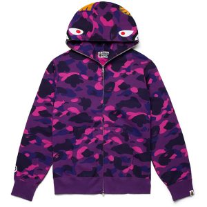 BAPE Color Camo Shark Full Zip Hoodie Purple (2) | Fragment Clothing Streetwear