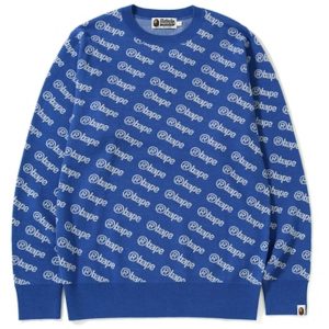 BAPE Logo Knit Sweater Blue (1) | Fragment Clothing