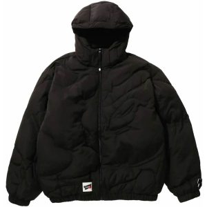BAPE Mega ABC Camo Detachable Hoodie Puffer Down Jacket Black (1) | Fragment Clothing Streetwear
