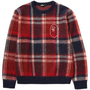 BAPE Mr Bathing Ape Check Sweater Red (1) | Fragment Clothing