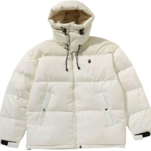 BAPE One Point Relaxed Fit Down Jacket Ivory | Fragment Clothing Streetwear