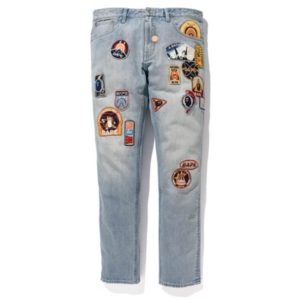 BAPE Regular Fit Crazy Patch JeansLight Blue | Fragment Clothing