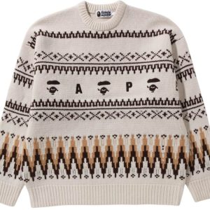BAPE Snowflake Knit Sweater Ivory | Fragment Clothing