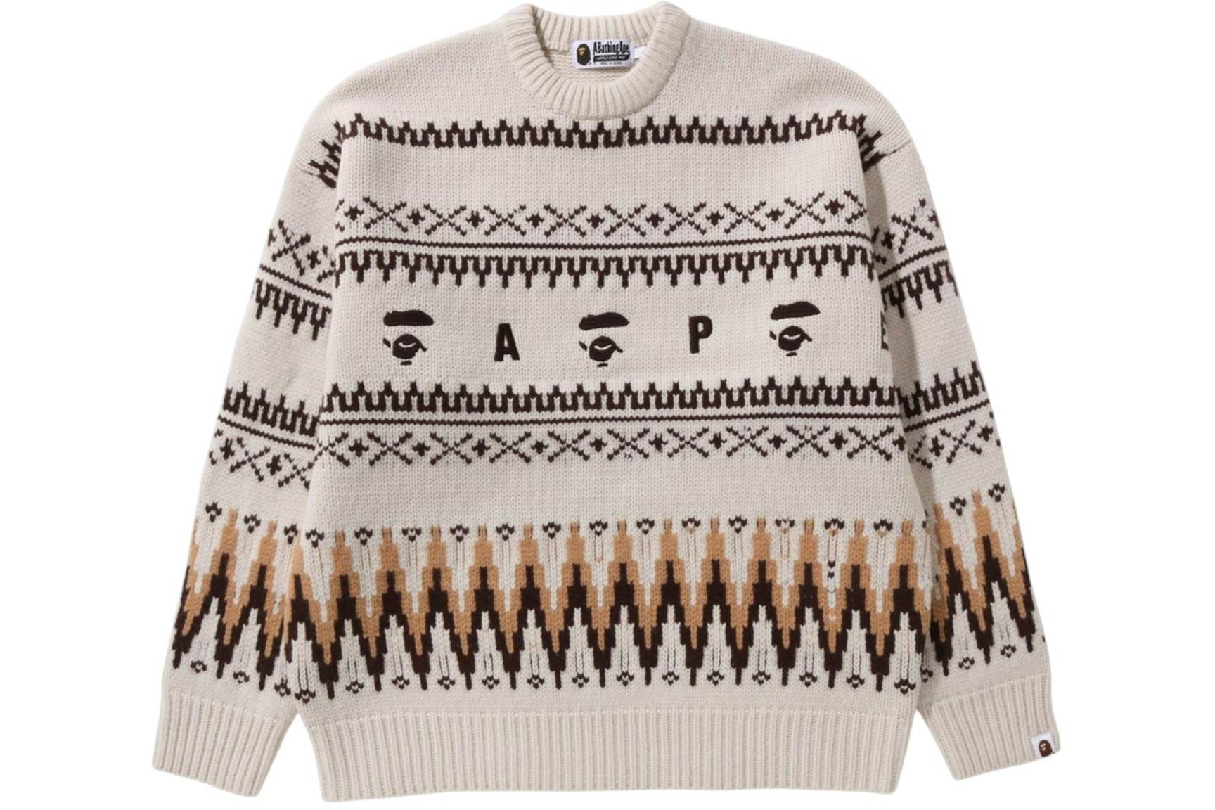 BAPE Snowflake Knit Sweater Ivory BAPE Snowflake Knit Sweater Ivory | Fragment Clothing