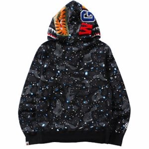 BAPE Space Camo Shark WGM Full Zip Hoodie Black (3) | Fragment Clothing Streetwear
