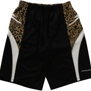 BAPE Wild Leopard Pattern Knee Length Oversized Fit Track Shorts (1) | Fragment Clothing Streetwear