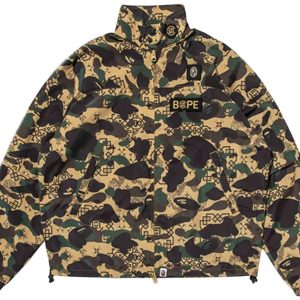 BAPE x CLOT Camo Sleeve Detachable Rain Jacket Yellow (1) | Fragment Clothing Streetwear
