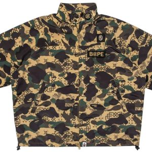 BAPE x CLOT Camo Sleeve Detachable Rain Jacket Yellow (2) | Fragment Clothing Streetwear
