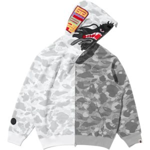 BAPE x CLOT Camo Split Relaxed Fit Shark Full Zip Hoodie | Fragment Clothing Streetwear