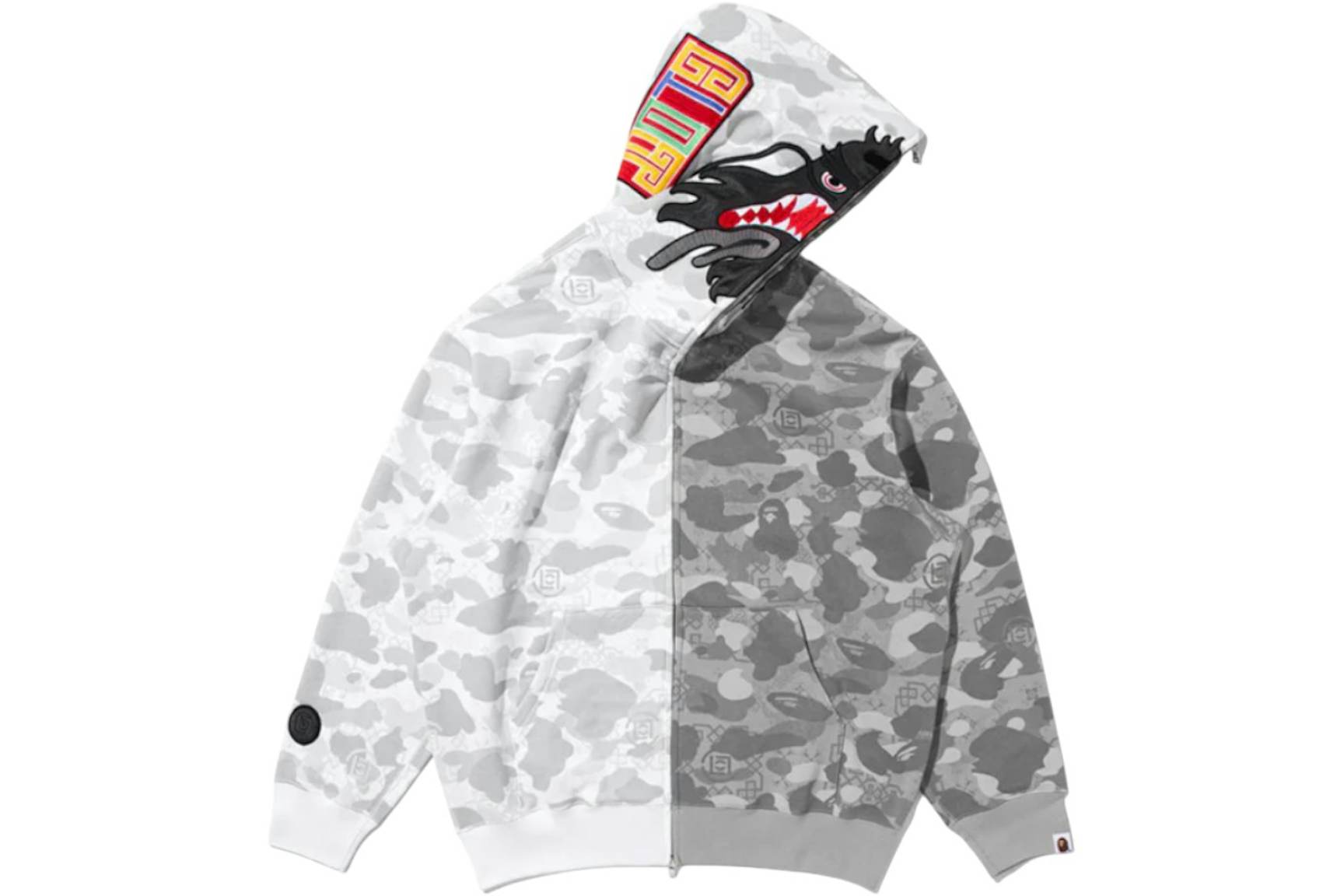 BAPE x CLOT Camo Split Relaxed Fit Shark Full Zip Hoodie BAPE x CLOT Camo Split Relaxed Fit Shark Full Zip Hoodie | Fragment Clothing Streetwear
