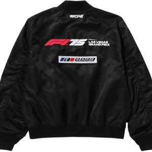 BAPE x F1LVMulti Logo Bomber Jacket Black (2) | Fragment Clothing Streetwear