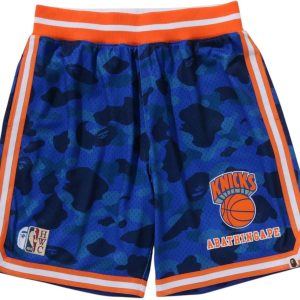 BAPE x Mitchell & Ness NBA New York Knicks Swingman Shorts | Fragment Clothing Streetwear