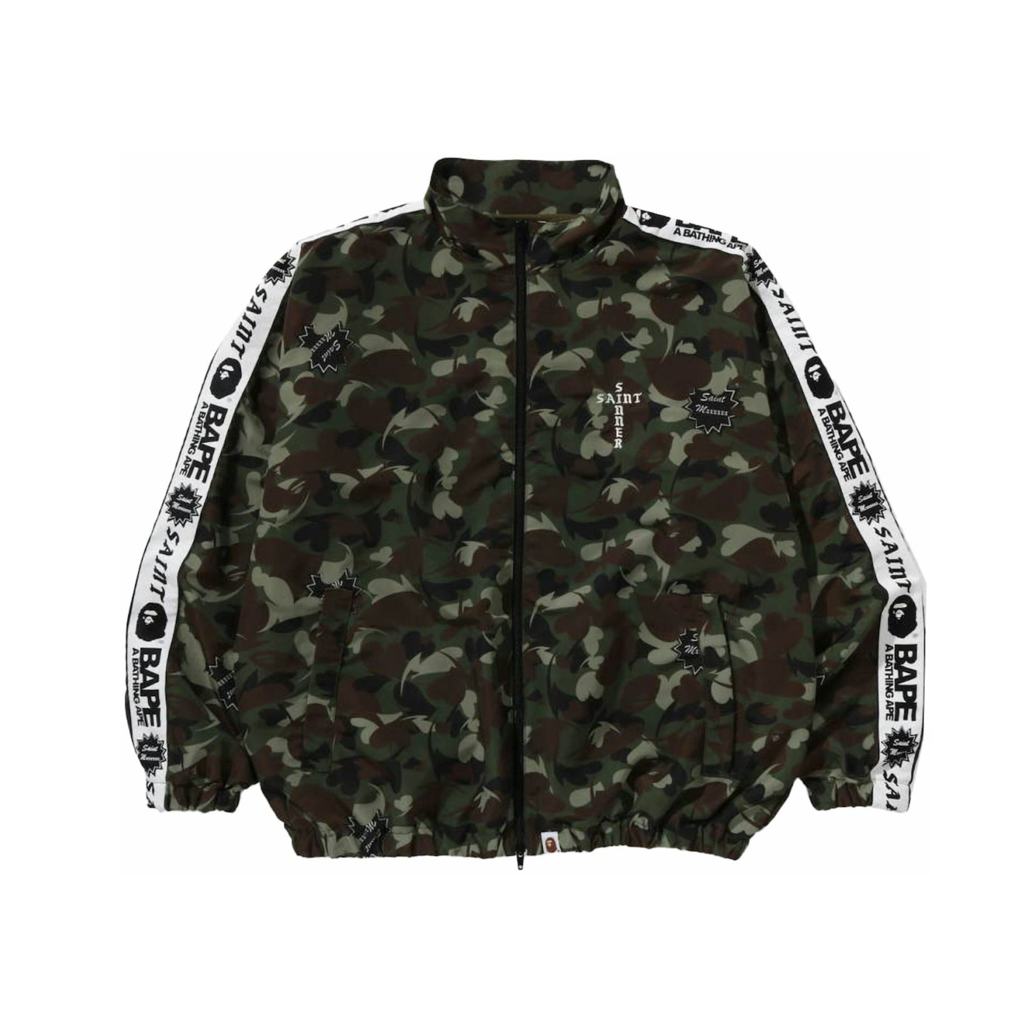BAPE x Saint Mxxxxxx Heart Camo Track Jacket Olive BAPE x Saint Mxxxxxx Heart Camo Track Jacket Olive | Fragment Clothing Streetwear