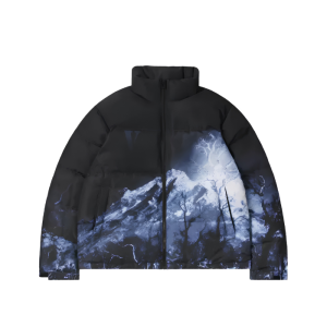 Black Cyan Vlone Down Printed Puffer Jacket - $278.99