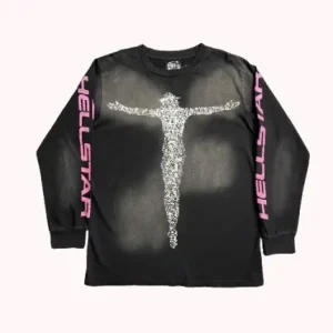 Black Hellstar Christ Long Sleeve Sweatshirt (2) | Fragment Clothing Streetwear