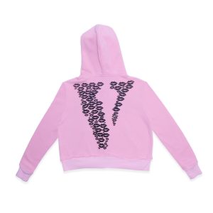 Black Lipstick Friends- Embroidered Crop Top Zip Up Hoodie (Pink) | Fragment Clothing - View 2