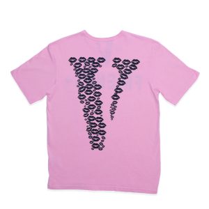 Black Lipstick Friends- Embroidered T-shirt (Pink) | Fragment Clothing - View 2