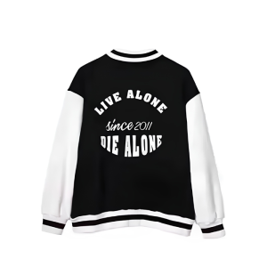 Black Live Vlone Die Vlone Baseball Jacket | Fragment Clothing Streetwear - View 2