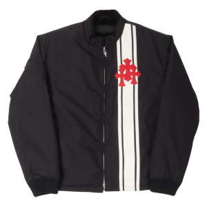 Chrome Hearts Faux Fur Cobra Cross Racing Jacket (BlackWhiteRed) | Fragment Clothing Streetwear