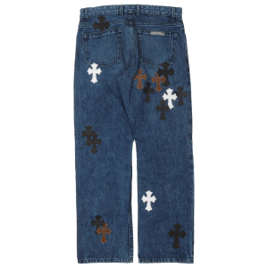 Chrome Hearts Fleur Knee Cross Patch Jeans Blue (2) | Fragment Clothing