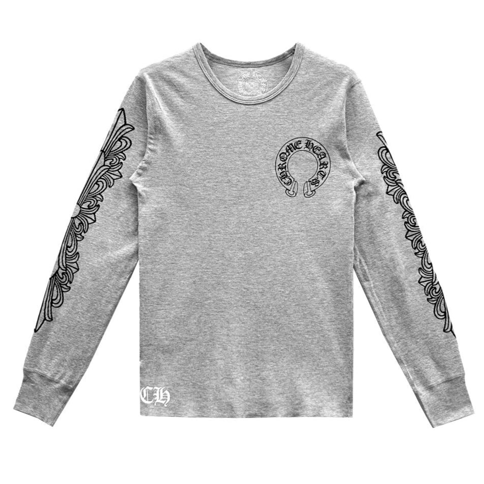 Chrome Hearts Horseshoe Floral Thermal LS T-Shirt Heather Grey (1) Chrome Hearts Horseshoe Floral Thermal LS T Shirt Heather Grey (1) | Fragment Clothing Streetwear