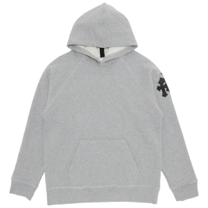 Chrome Hearts Paper Jam Leather Triple Cross Hoodie Heather Grey (1) | Fragment Clothing Streetwear