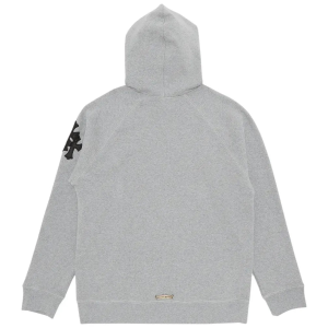 Chrome Hearts Paper Jam Leather Triple Cross Hoodie Heather Grey | Fragment Clothing - View 2